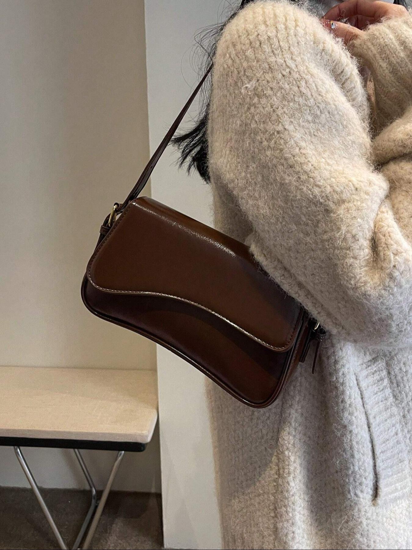 Vintage Minimalist Women's Square Bag, PU Leather Shoulder Bag, Commuter Fashion Handbag for Dating, Picnic, Party, Valentine's Day, Casual Handbag Satchel