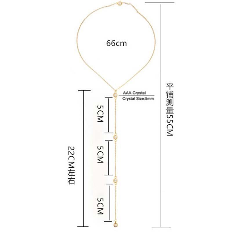 Women's Sexy Crystal Body Chain Necklace - Fashionable Jewelry, Silver-Colored Necklaces, Elegant Metal Long Zircon Backless Body Jewelry, Bikini Beach & Wedding Accessories, Body Chains