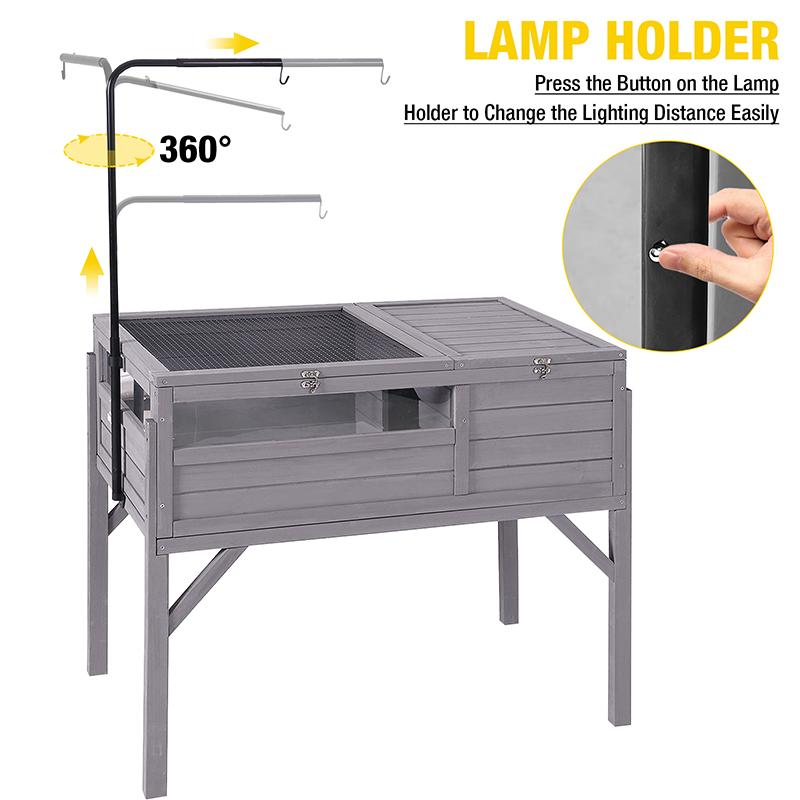 Aivituvin-AIR70 Wooden Tortoise House with Legs | Large Turtle Habitat