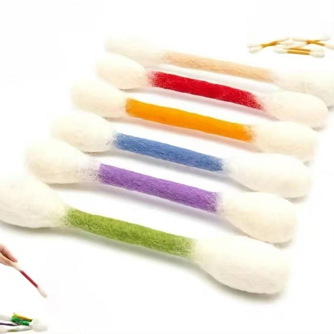 6-Pack Catnip Cotton Swab Shape Cat Toys, Handmade Wool Felting, Safe Non-Toxic, Interactive Chewing Toy for Cats, Dental Health Play