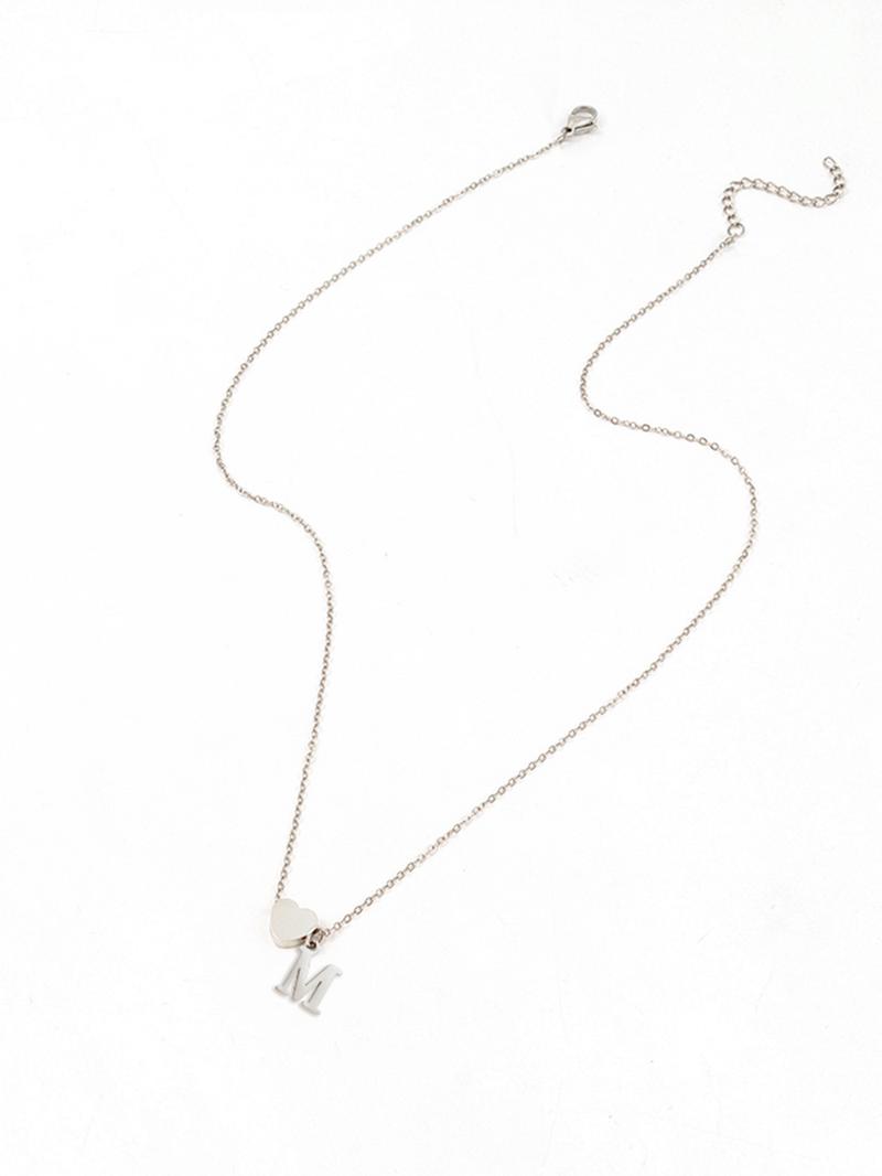 Letter & Heart Charm Necklace for Women, Classic Jewelry for Girls Gift, Fashion Jewelry for Party, Daily Clothing Decor, Exquisite Chain Jewelry for Gift