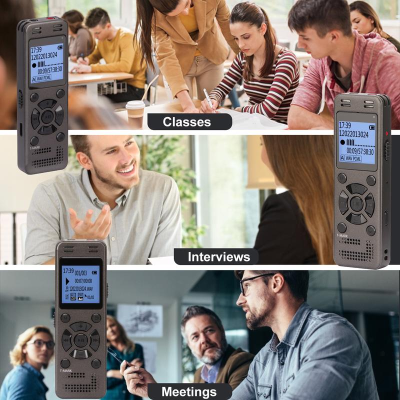 64GB Digital Voice Recorder for Lectures Meetings - 4648 Hours Voice Activated Recording Device Audio Recorder with Playback, Password