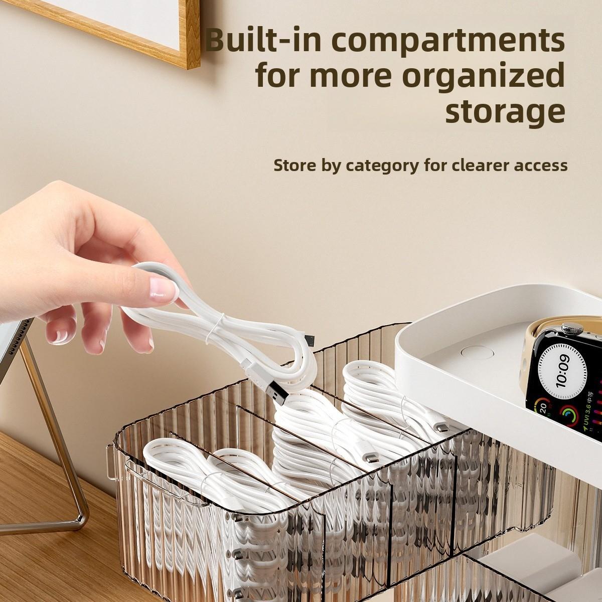 Rotating Wall-Mounted Multi-Functional Desktop Storage Box, Modern Storage Organizer, Organize Phone Charger Cables, Bathroom Small Items, Home Office Use, Desk Organizer Tidy