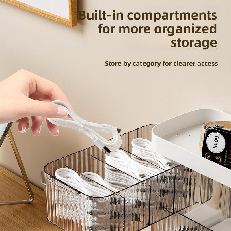 Rotating Wall-Mounted Multi-Functional Desktop Storage Box, Organize Phone Charger Cables, Bathroom Small Items, Home Office Use