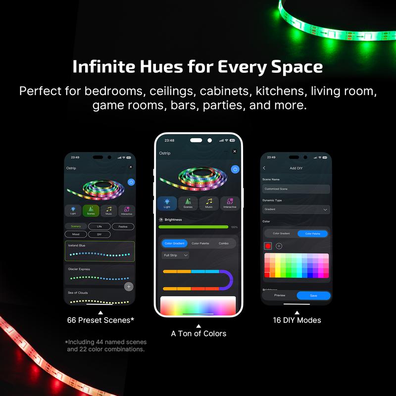 Olight Ostrip String Lights - 5 Meter Length, RGB Colorful Lighting, APP-controlled, Suitable for Family Business Holiday Celebrations