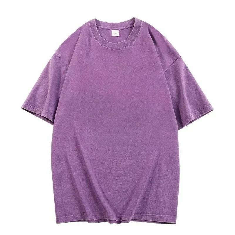 3 Pack Acid Wash Unisex Oversized Cotton T-Shirt Crew Neck Half Short Sleeve Summer Top Casual Loose Fit Solid Streetwear Comfortable Tees Basic Womenswear Shortsleeve Tshirt
