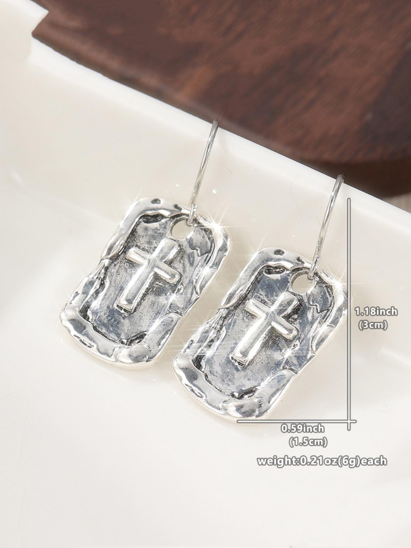 The Light Earrings, Silvery Color Jewelry, Handmade, Cross, Earrings, Lightweight, Visible Faith Jewelry