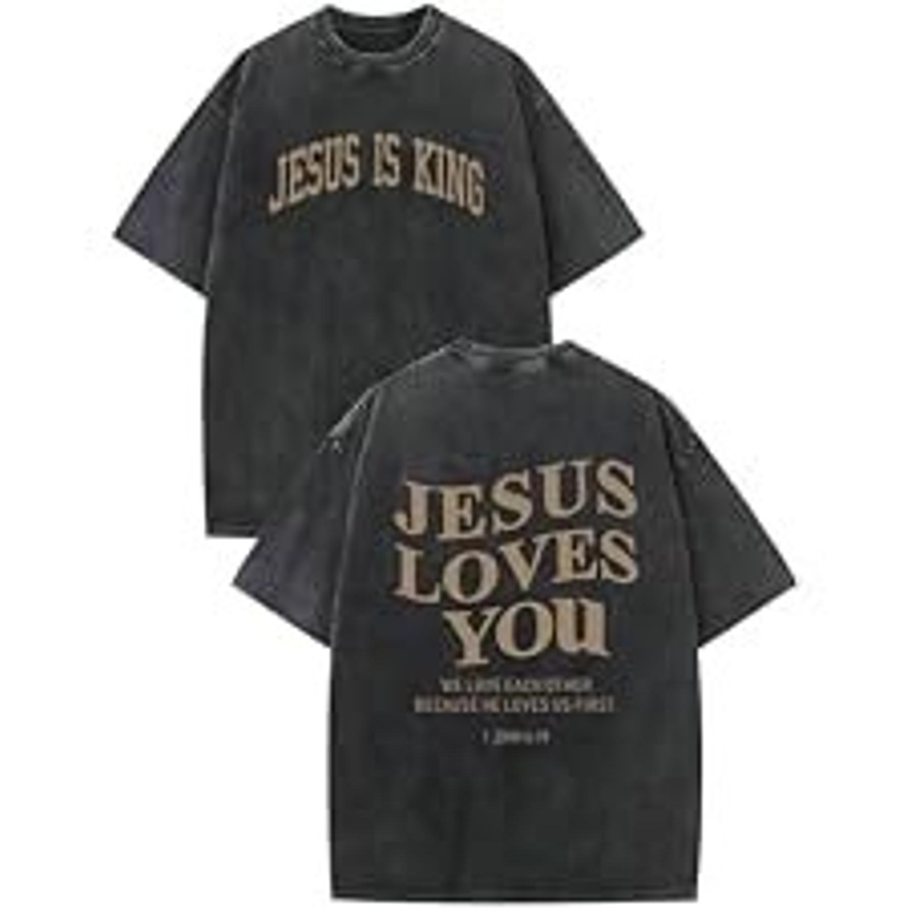 Boys Faith Over Fear Christian Jesus Graphic Tee - Bible Verse Religious Acid Wash T-Shirt for KidsGift