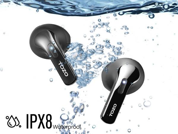 TOZO-T21 Earbuds, 5.3 Bluetooth Headphone, Sem in Ear with Dual Mic Noise Cancelling, IPX8 Waterproof, Stereo Sound with Power, Display Charging Case Black Audio Connection Digital Headset Workout Electronic FathersDayGift Wireless, HalloweenGift, Gift
