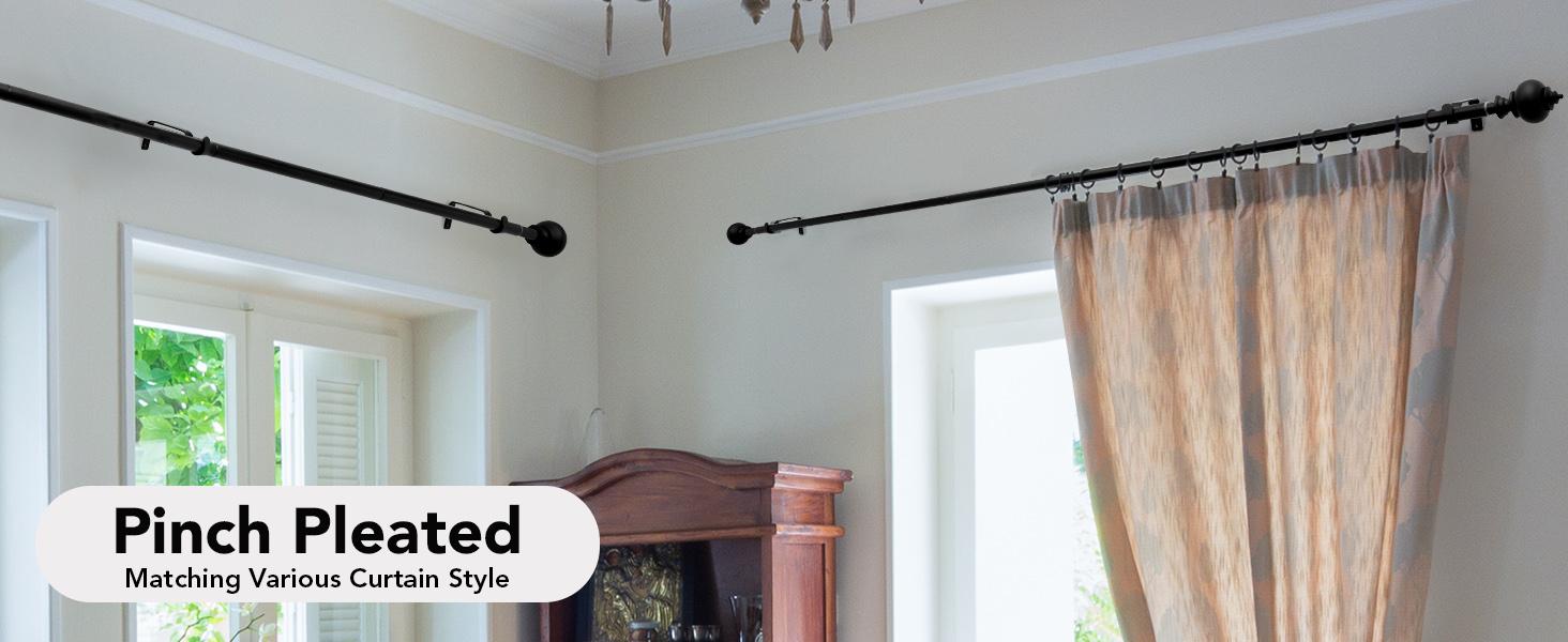 Deconovo Adjustable Heavy Duty Curtain Rod - Telescopic for Bedroom/Living Room, Easy Install (3/4" Steel, Brackets & Finials, Grommet/Tab) Deconovo Adjustable Heavy Duty Curtain Rod - Telescopic for Bedroom/Living Room, Easy Install (3/4" Steel, Brackets & Finials, Grommet/Tab)