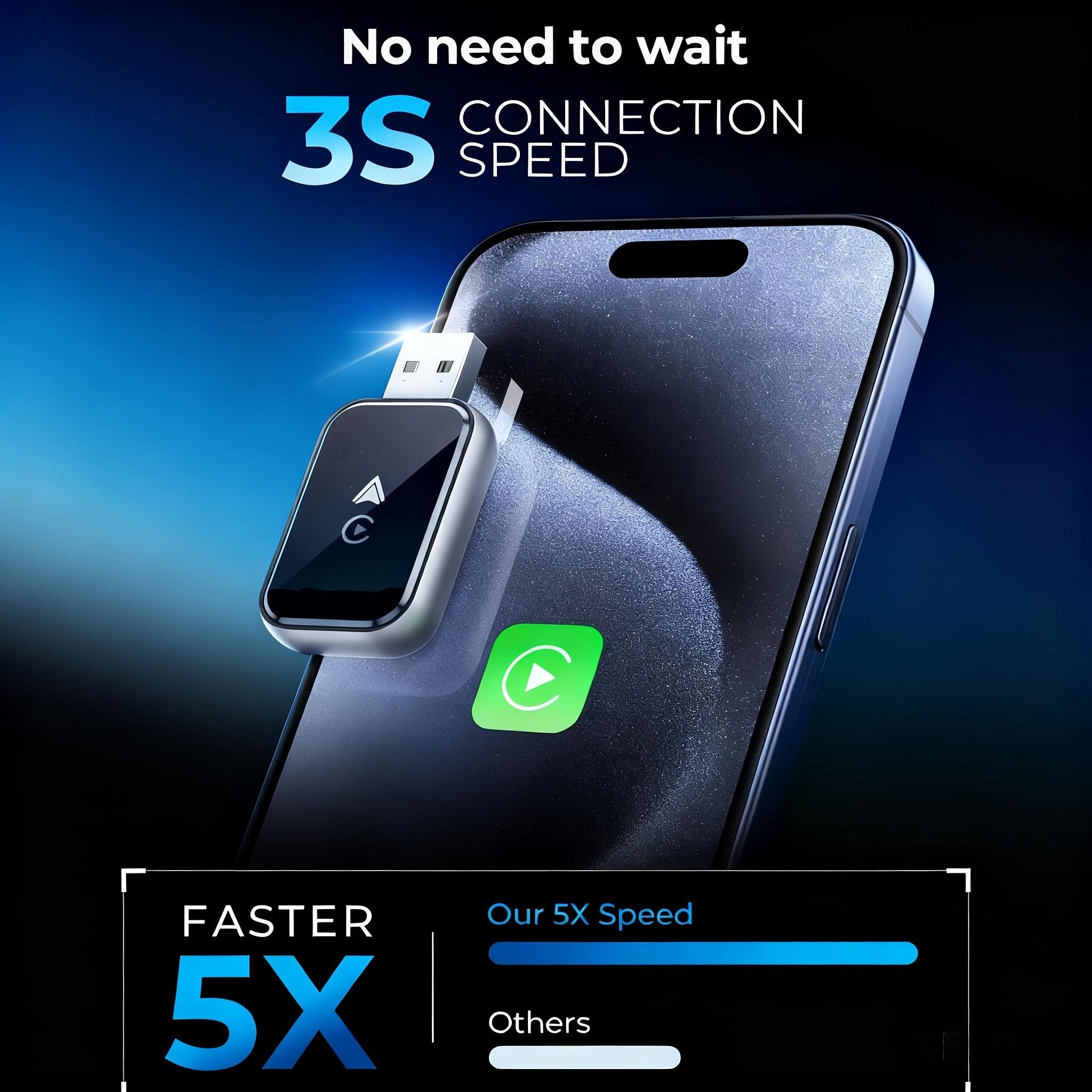 Two-In-One Wireless Carplay & Android Auto Adapter, Plug-And-Play, Fast Automatic Connection, Compact Design, USB/USB-C Ports