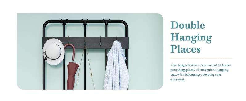 HOOMIC Coat Rack Shoe Bench/Entryway Hall Tree with Shoe Storage/Freestanding Coat Hanger Organizer with 5 Hooks & Faux Leather Seat Cushion/Industrial Accent Furniture with Metal Frame,No Box Spring Needed