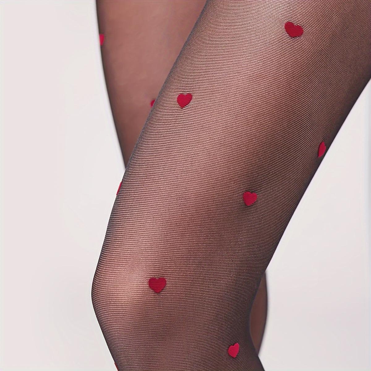 Stockings Heart Pattern Sexy Women Half-Transparent Pantyhose Ideal for Festivals & Parties Bold Look Boost Confidence