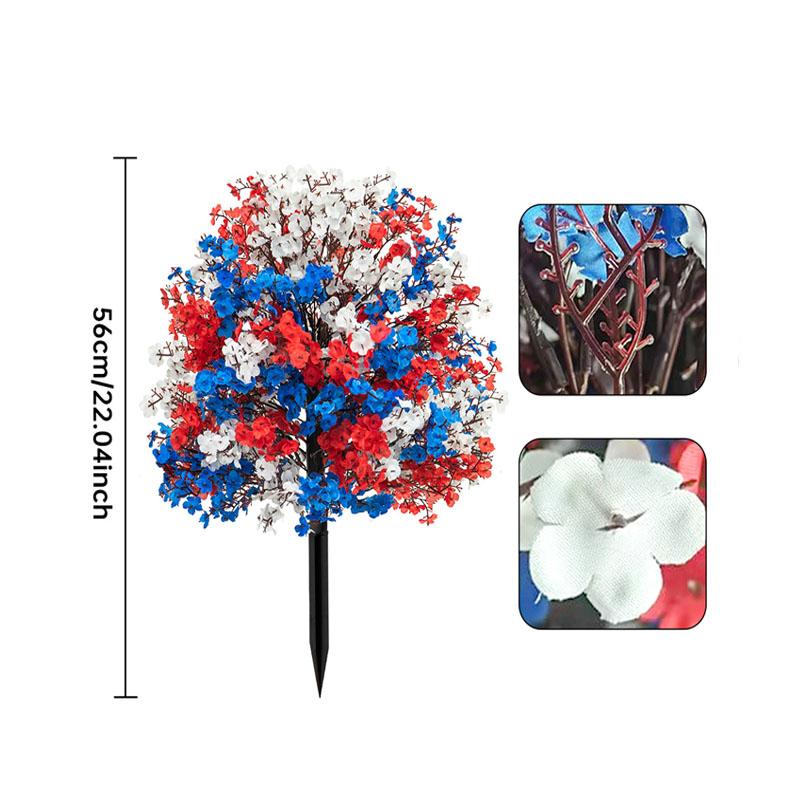 Simulated Independence Day red, white and blue simulated flowers arranged in a star-shaped pattern for ground decoration, suitable for July 4th / Independence Day party decoration, for use in indoor, outdoor gardens, bonsai, balcony or any other place.