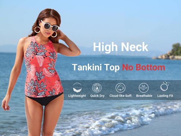 Holipick High Neck Tankini Top Bathing Suit Tops for Women Tummy Control Tank Tops Swimsuits