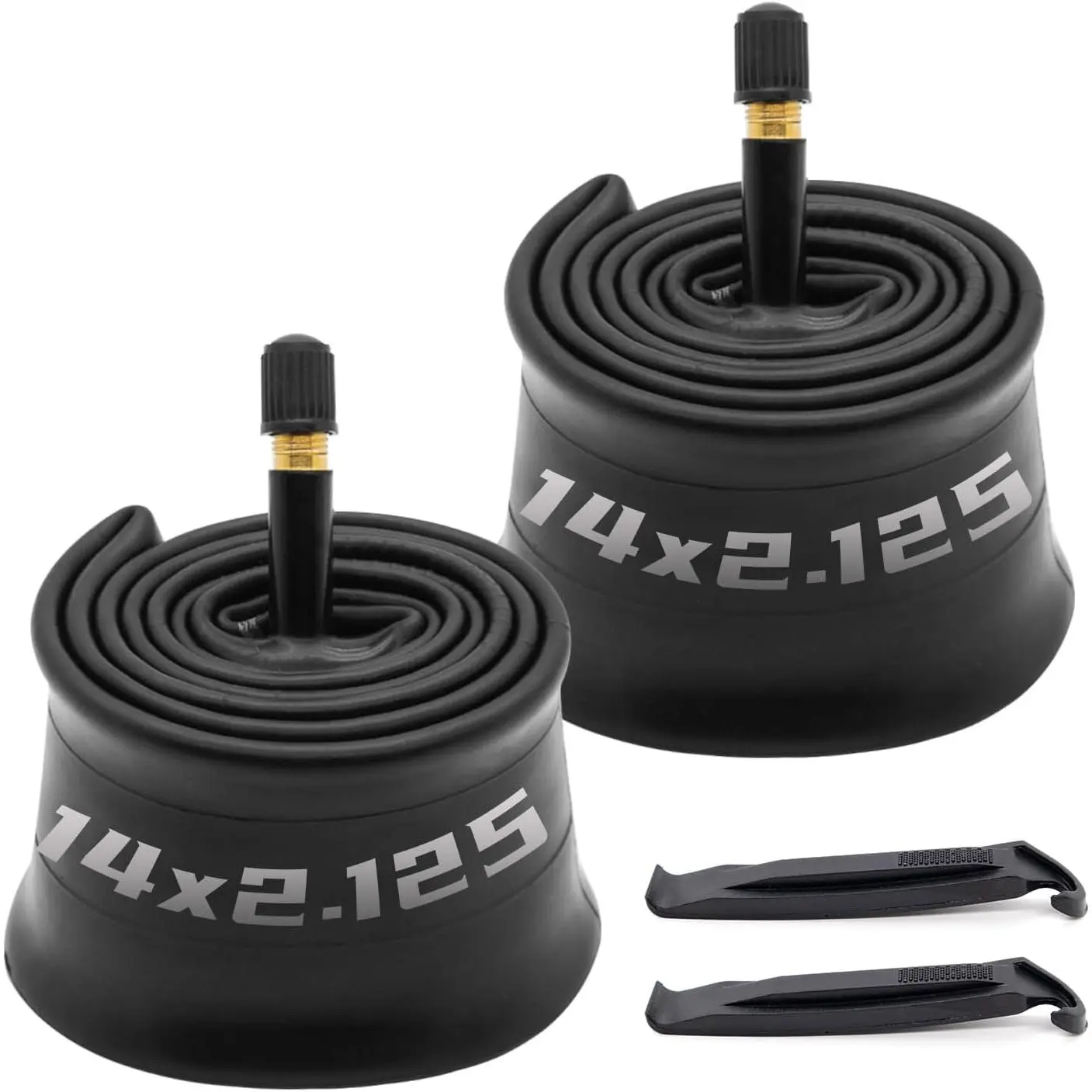 Double Pack 14-Inch Off-Road Bike Rubber Tubes, Compatible with 14x2.125/2.40 Cycling Inner Tubes for Outdoor Sports Bicycles, Rubber Tube, Bicycle Inner