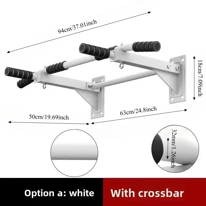 Wall Mounted Pull-Up Bar, Height Adjustable Foldable Pull-Up Bar, Upper Body Fitness Workout Bar for Indoor Home Gym, Strength Workout Equipment, Home Exercise Equipment