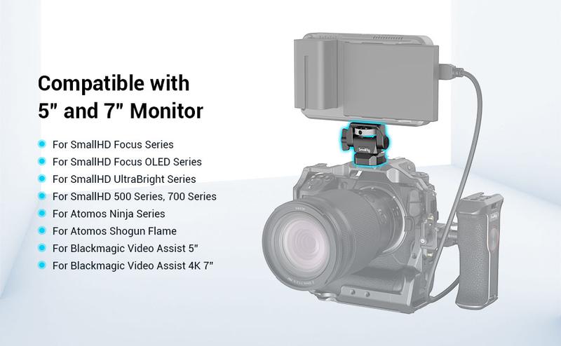 SmallRig Adjustable Camera Monitor Mount for ARRI-Style (Upgrade), 360° Swivel and 180° Tilt Monitor Holder Anti-Twist Support 5” and 7” Field Monitor- 2903B