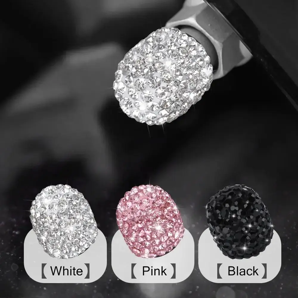 2026 New Fashion 4pcs/Set Synthetic Diamond Screw-On Car Tire Valve Caps, Sparkle Dust-Proof Wheel Valve Stem Covers, Universal Bling Bag Charm for Cars & Motorcycles with Easy Installation, Valve Cover