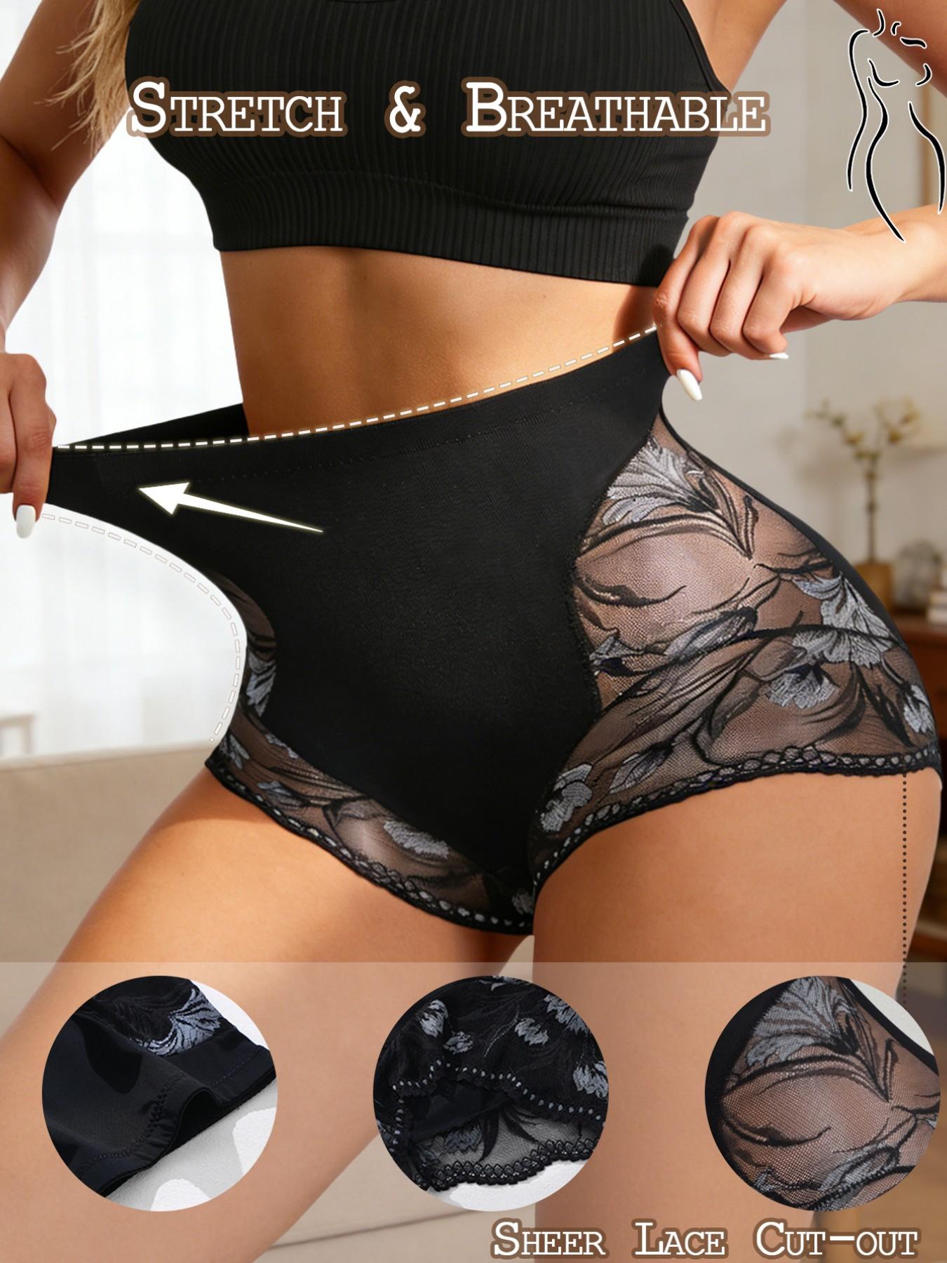 1Pc Seamless High Waist Shaping Panties Women's Lace Tummy Control Panty Slimming Waist Trainer Sheath Flat Belly Underwear Butt Lifting Shapewear