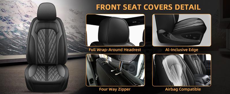 Seat Covers for Ford F150 2009-2025, F250 F350 F450 2017-2025: 5 Seat Full Set Truck Seat Covers Custom Waterproof Perforated Leather (Black&Grey) Seat Covers for Ford F150 2009-2025, F250 F350 F450 2017-2025: 5 Seat Full Set Truck Seat Covers Custom Waterproof Perforated Leather (Black&Grey)