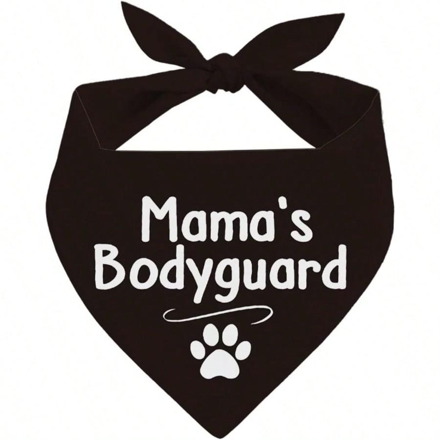1pc 24.8"X11" Mother's Guardian Dog Bandana, Medium Dog Triangular Scarf, Black Pet Neckerchief, Perfect Gift For Dog Lovers
