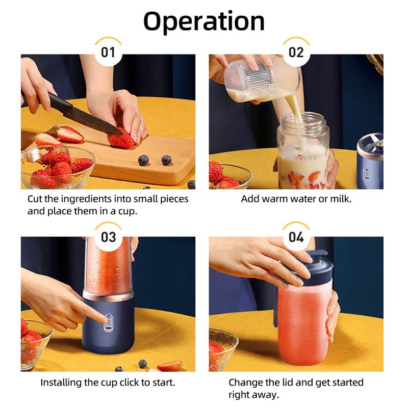 Portable 6 Blade Juicer Cup, 1 Box USB Rechargeable Juicer Blender, Fruit & Vegetable Juicer, Home Multifunction Juicer, Household Kitchen Appliances for Home Use, Gift