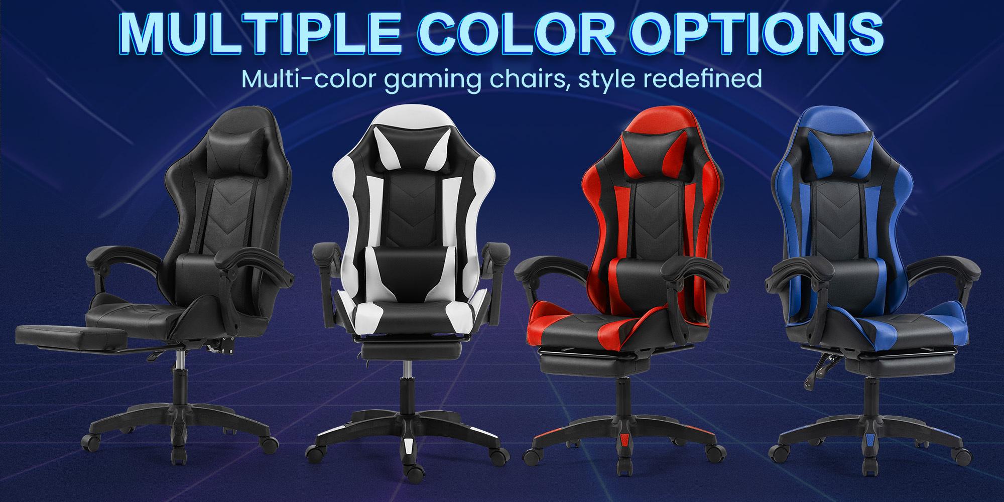 Adjustable PVC Office Chair, 360° Swivel & 90°-135° Recline, Ergonomic Height Adjustable Desk Chair for Home Office, Red/Blue/Black/White