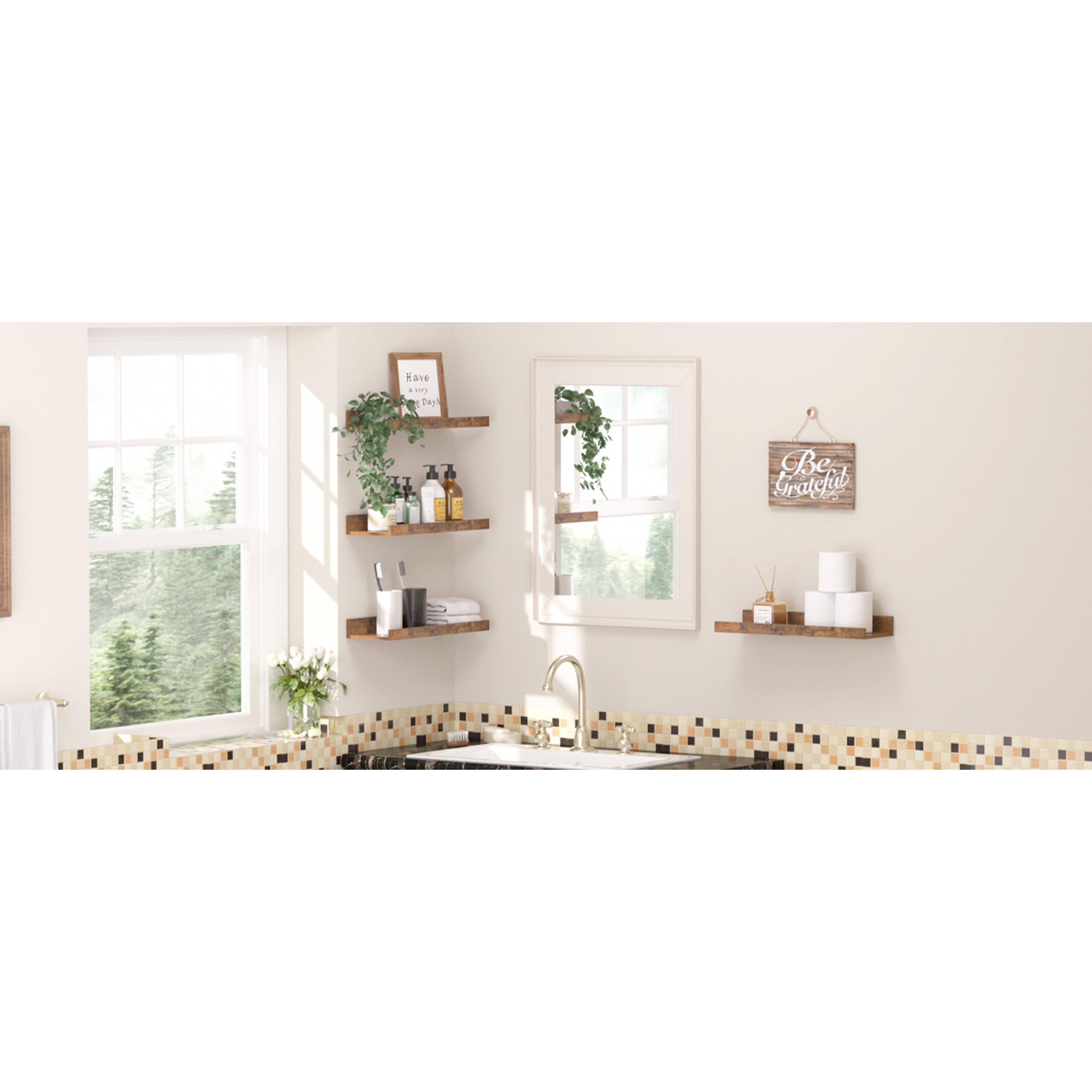 Floating Shelves for Wall, Wall Shelves for Decor Storage Set of 6, Wall Mounted Wood Shelf for Bedroom, Living Room, Bathroom, Kitchen, Picture Ledge Shelf, White
