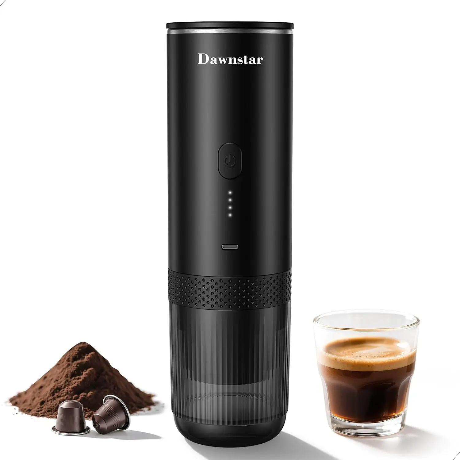 Portable Electric Espresso Machine for Travel, 86.6 Watt 2-In-1 Travel Coffee Maker for Max 10g Coffee Powder or Capsules, 1.5 Pounds & 7800mAh Battery Capacity, Includes Quick Charger