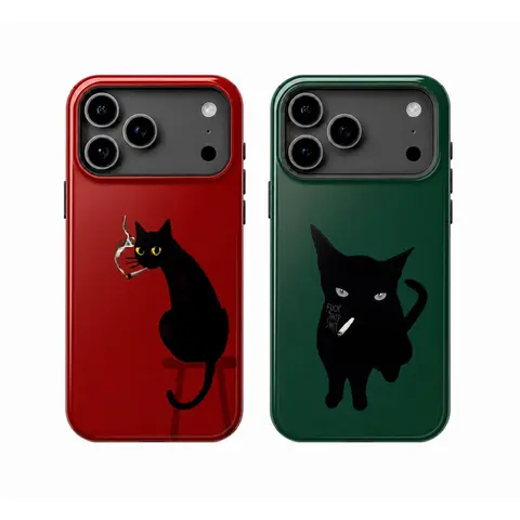 Vintage Black Cat Smoking Cellphone Case - Flex Liner For IPhone 18,17,16,15,14,13,12,11 Pro Max Plus & For Samsung Galaxy S26 S25 Ultra,S24,S23,S22,S21 FE.Handheld Devices,Shock-Resistant, Heavy-Duty Protection, Polycarbonate TPU Casing With Protector.