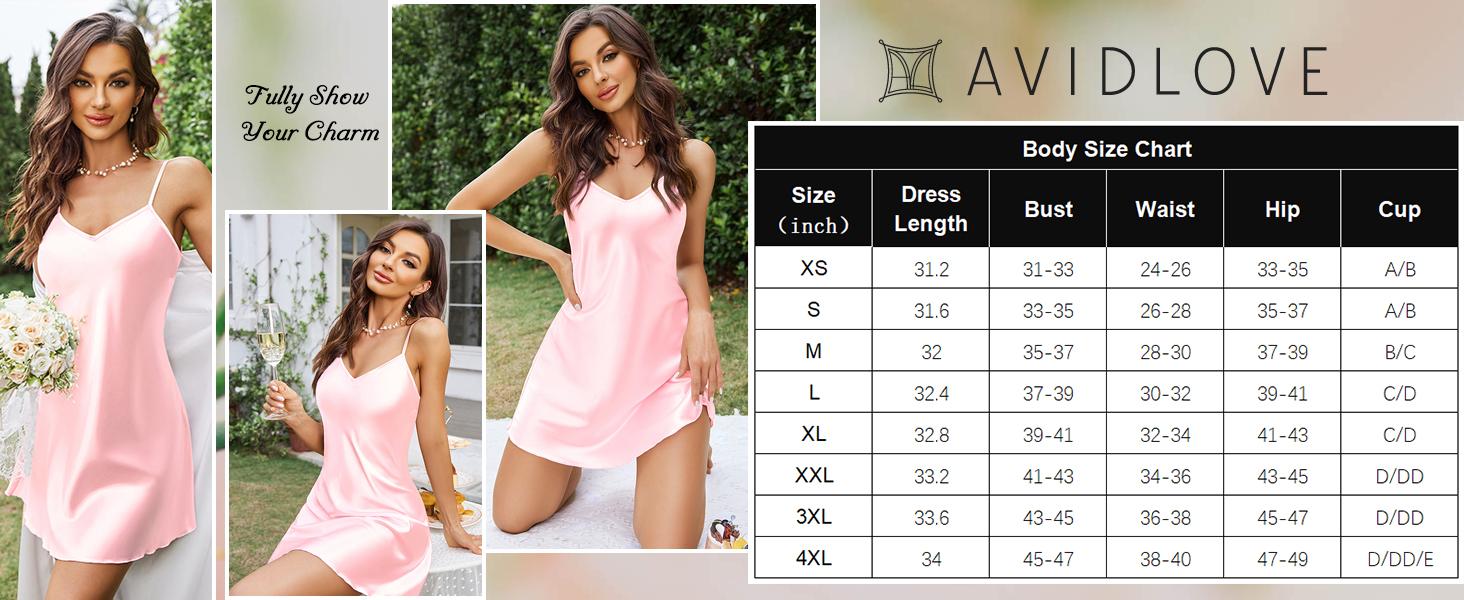 Avidlove Women Satin Nightgown Lingerie Dress Elegant Sleepwear Mini Slip Chemise Nightwear Avidlove Women Satin Nightgown Lingerie Dress Elegant Sleepwear Mini Slip Chemise Nightwear