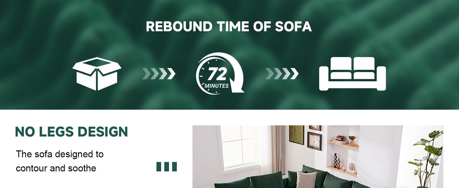 【4 packages】135.4" Cloud Couch Sectional, Sectional Sleeper Sofa with Deep Seat, Plush Corduroy U Shaped Boneless Couch, Convertible Modular Couches for Living Room, 7Seat