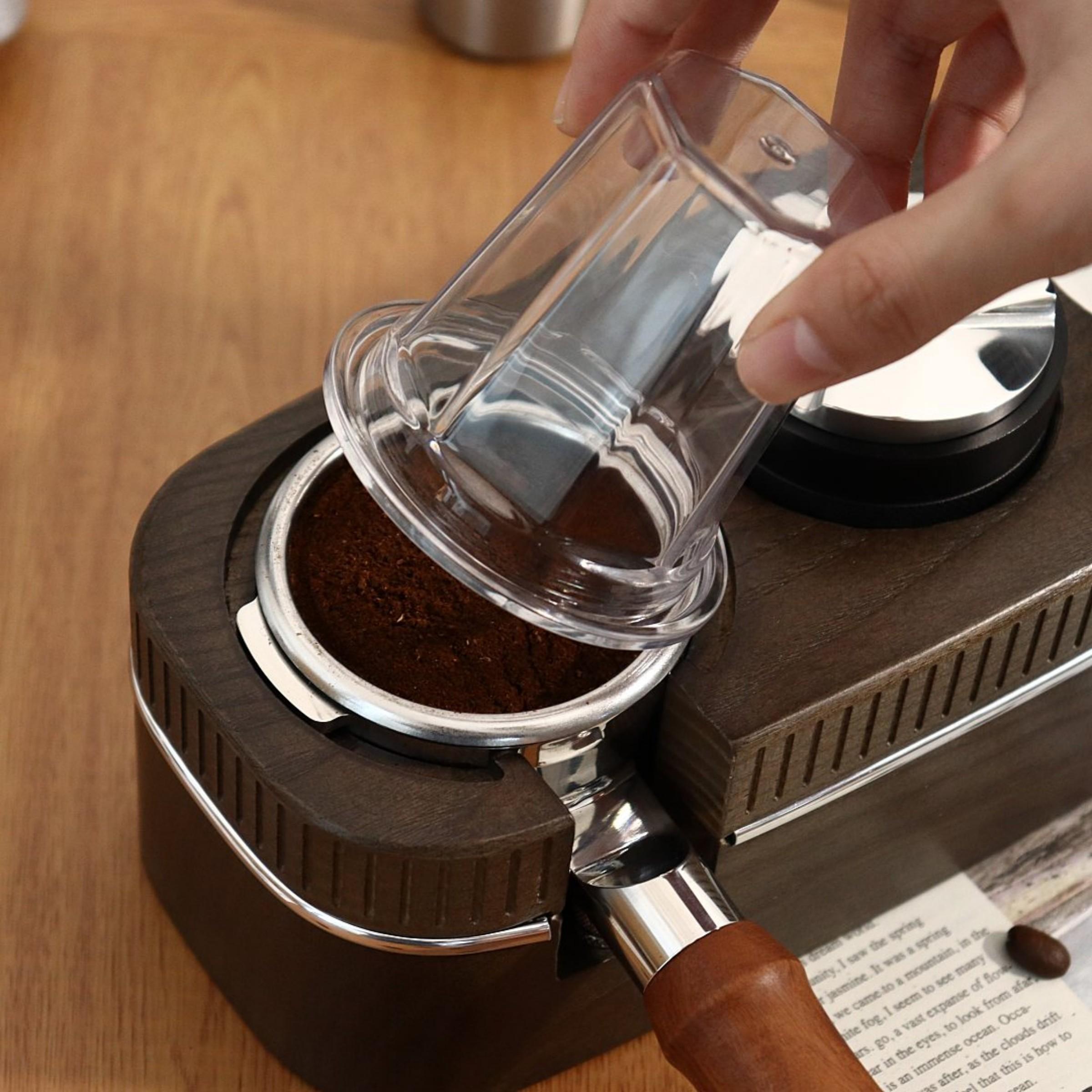 1pc 58mm Dosing Cup Espresso Coffee Dosing Cup Compatible with 58mm Portafilters Plastic Espresso Dosing Cup Coffee Machine Accessories, Transparent