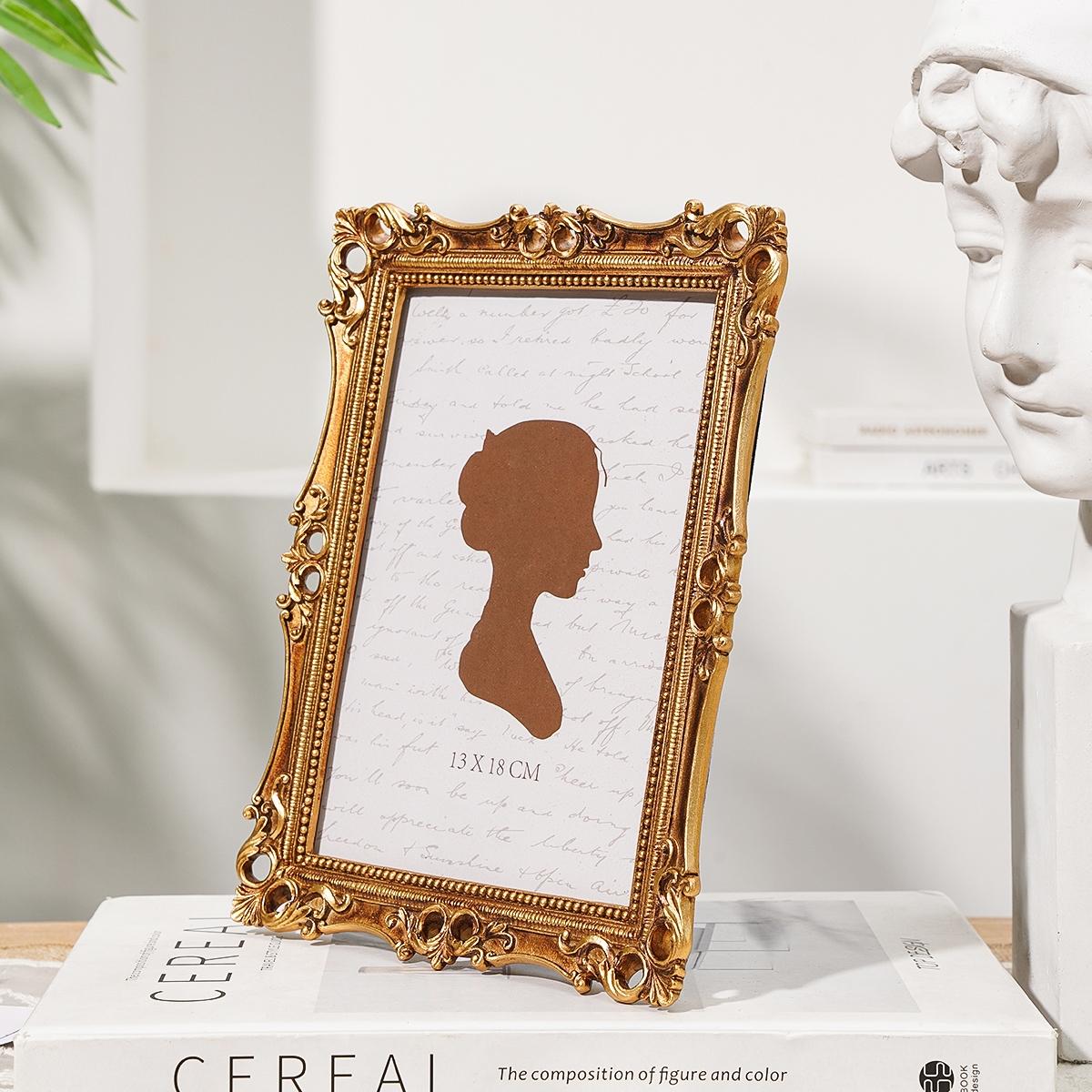 Vintage Resin Photo Frame, European Elegant Floral Design, Hand-Painted Home Decor, Ideal for Photo Display and Photography Props