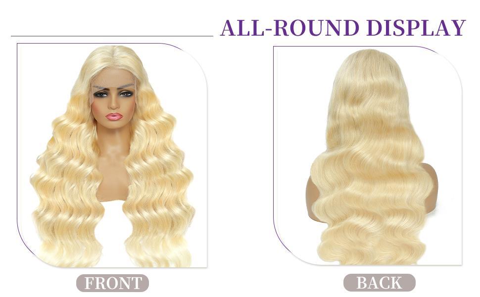 Tuneful 613 Blonde Body Wave Wig 13x6 Lace Front Wig P4/27 Ombre Pre Plucked Lace Frontal Human Hair Wig 99J HD Transparent Lace Front Wig For Black Women 40 inch Colored Hair Wigs