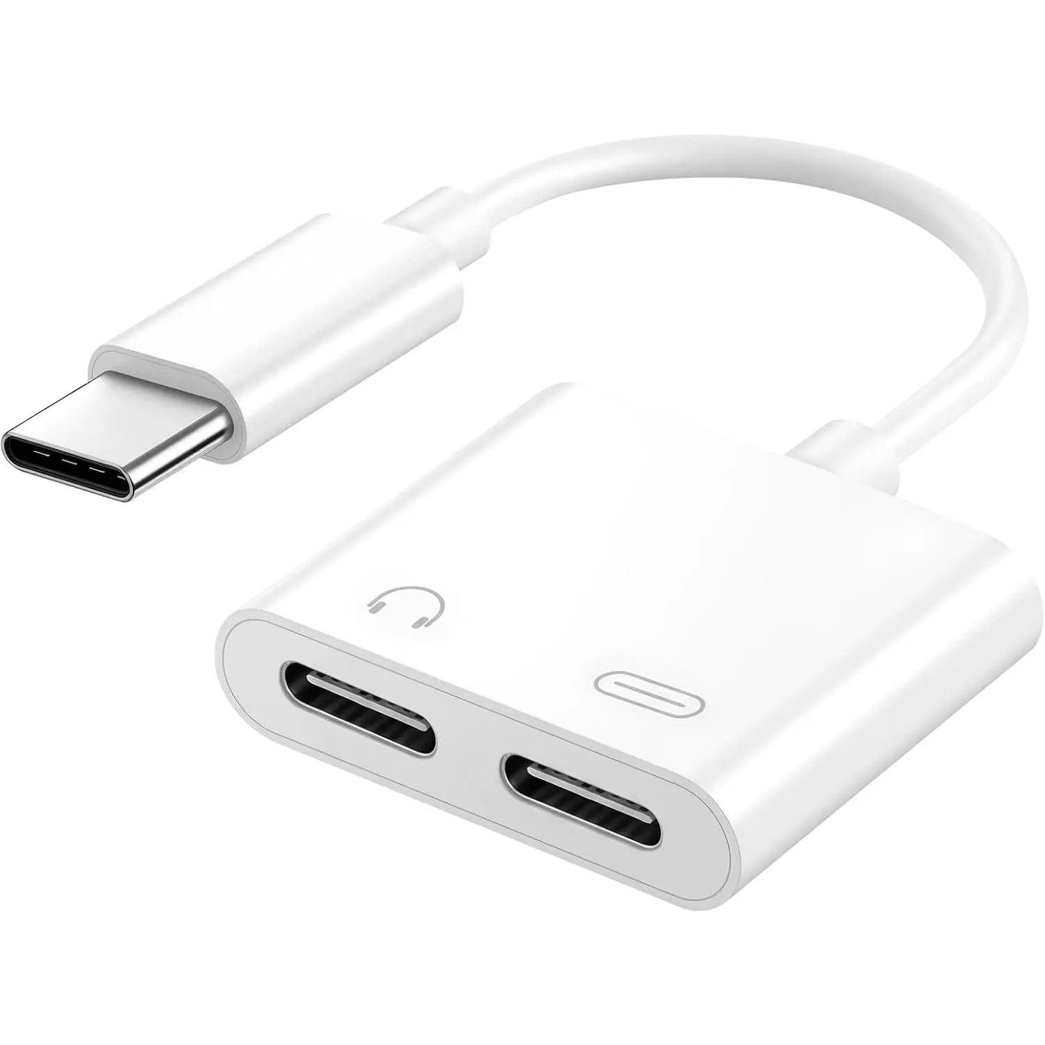 USB C to  Type C 2-in-1 Adapter, Type C Audio & PD   Splitter Dongle, Simultaneous Listening and  for  15/16/17, iPad,  S24/S26 Ultra, Note 20 (1 Pack)