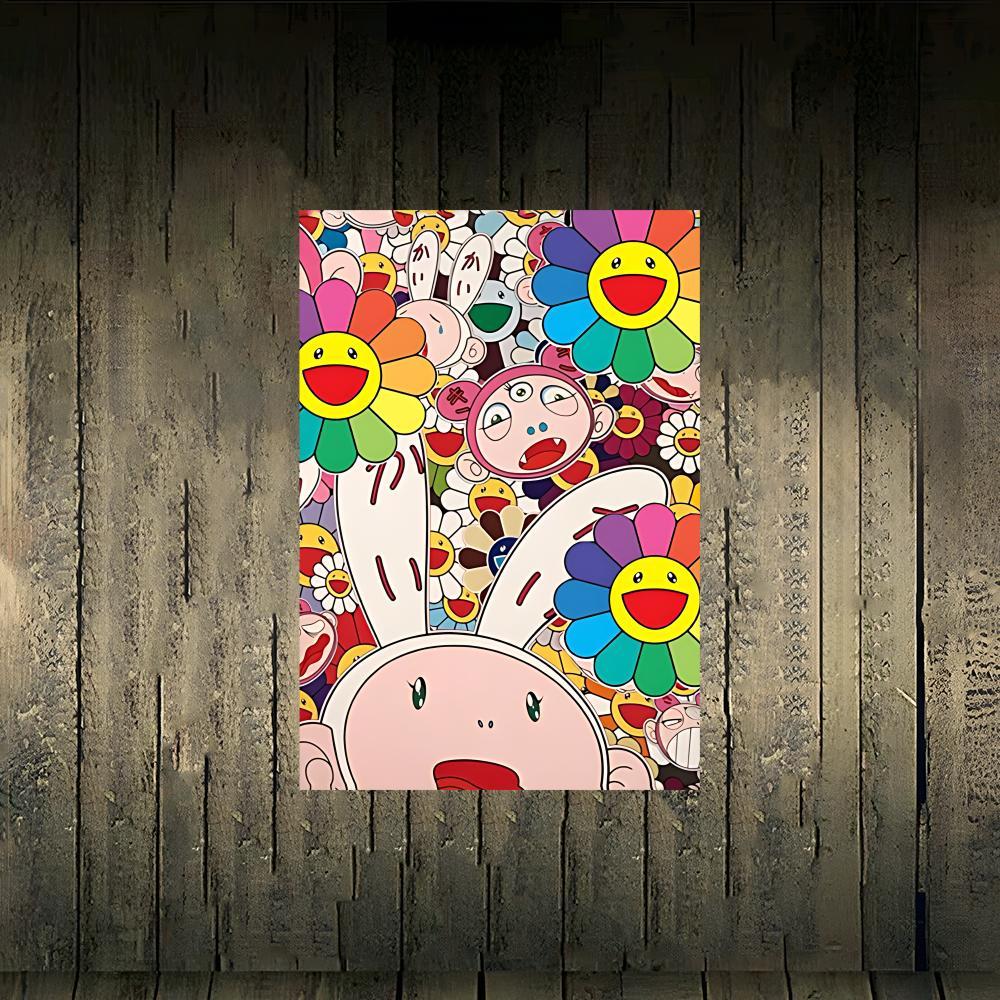 Murakami Takash Painting Fashion Poster Frameless poster pp Matte adhesive paper for Living room hallway bedroom