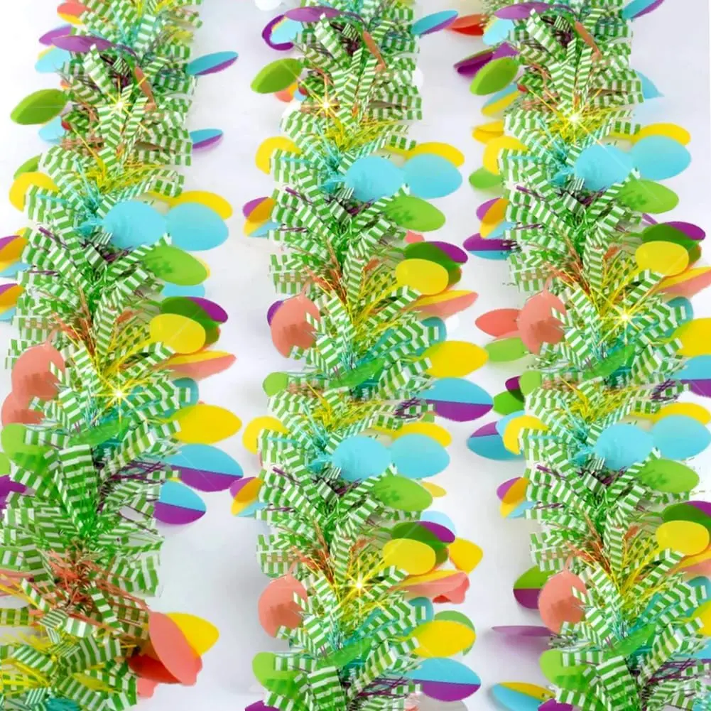 33  Easter Tinsel Garland, Colorful Egg Tinsel Garland Shiny  Metallic Glitter Spring Garland for Easter Party Door Tree Garlands Decorations(1Pcs)