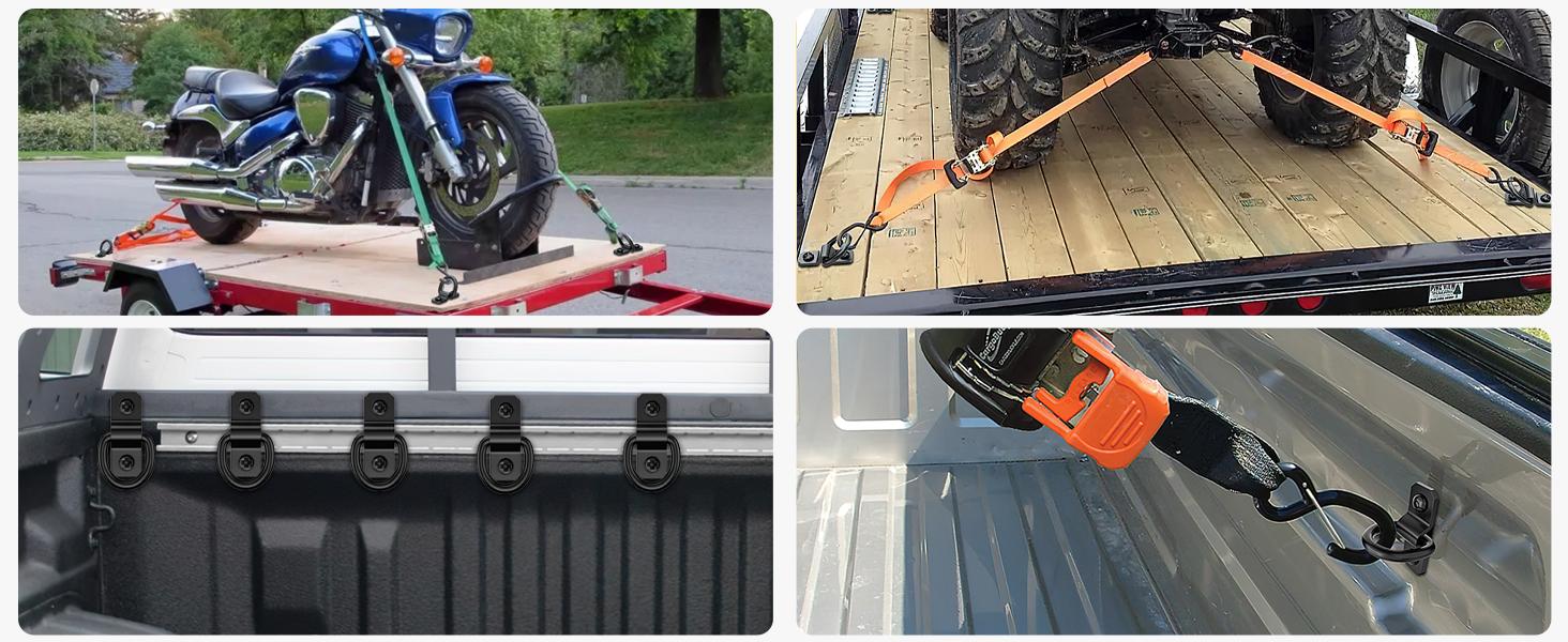 Nilight 6Pcs 3/8” D-Rings Heavy Duty Truck Tie Down Anchors Steel 6000 Pound Tie Down Rings Hooks Loads on Trucks Trailers Boats RV Campers Vans Kayaks Motorcycles Deliveries ATVs,Black