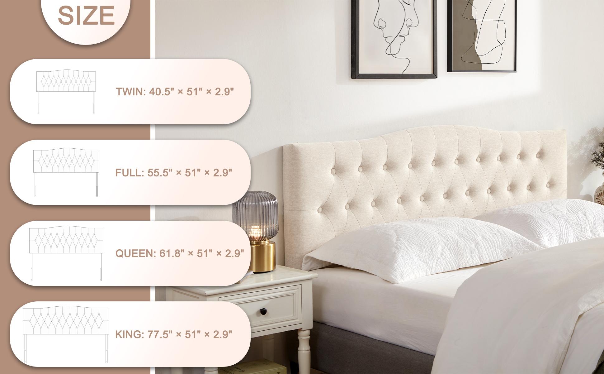 Tufted Upholstered Headboard Twin/Full/Queen/King Size, Sturdy and Durable Solid Wood Bed headboard, Fabric Headboard Adjustable Height from 37” to 51”, Modern Button Diamond Design Head Board Tufted Upholstered Headboard Twin/Full/Queen/King Size, Sturdy and Durable Solid Wood Bed headboard, Fabric Headboard Adjustable Height from 37” to 51”, Modern Button Diamond Design Head Board