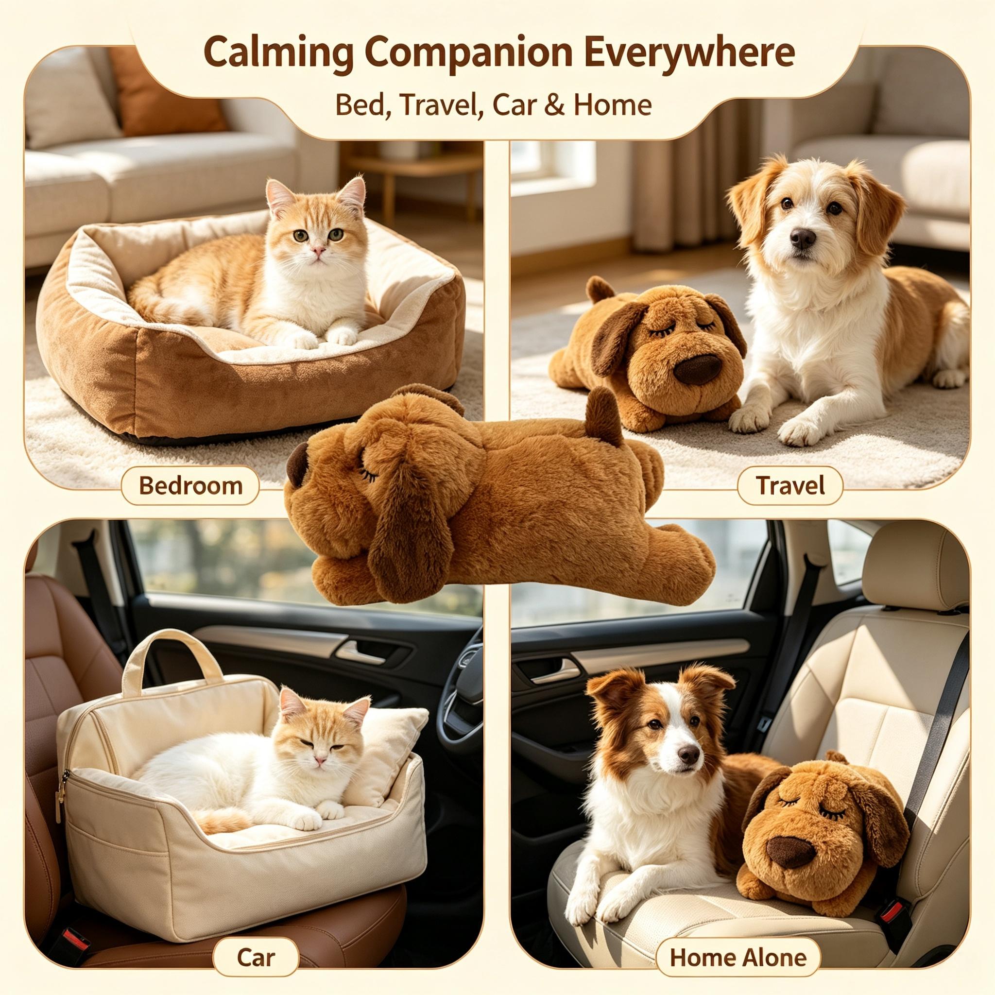 Plush Heartbeat Dog Toy - Anxiety Relief Cuddly Companion, Calming Interactive Sleep Aid for Puppies & Dogs,
