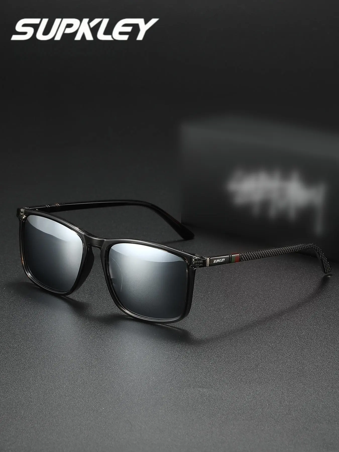 SUPKLEY Lightweight And Comfortable Casual Style Men'S Polarizing Sun Protective Sunglasses With Square Frames For Daily Travel, Uv Protection, Driving And Hiking To Reduce Glare, Trendy Casual Sunglasses, Casual Outdoor Sunglasses
