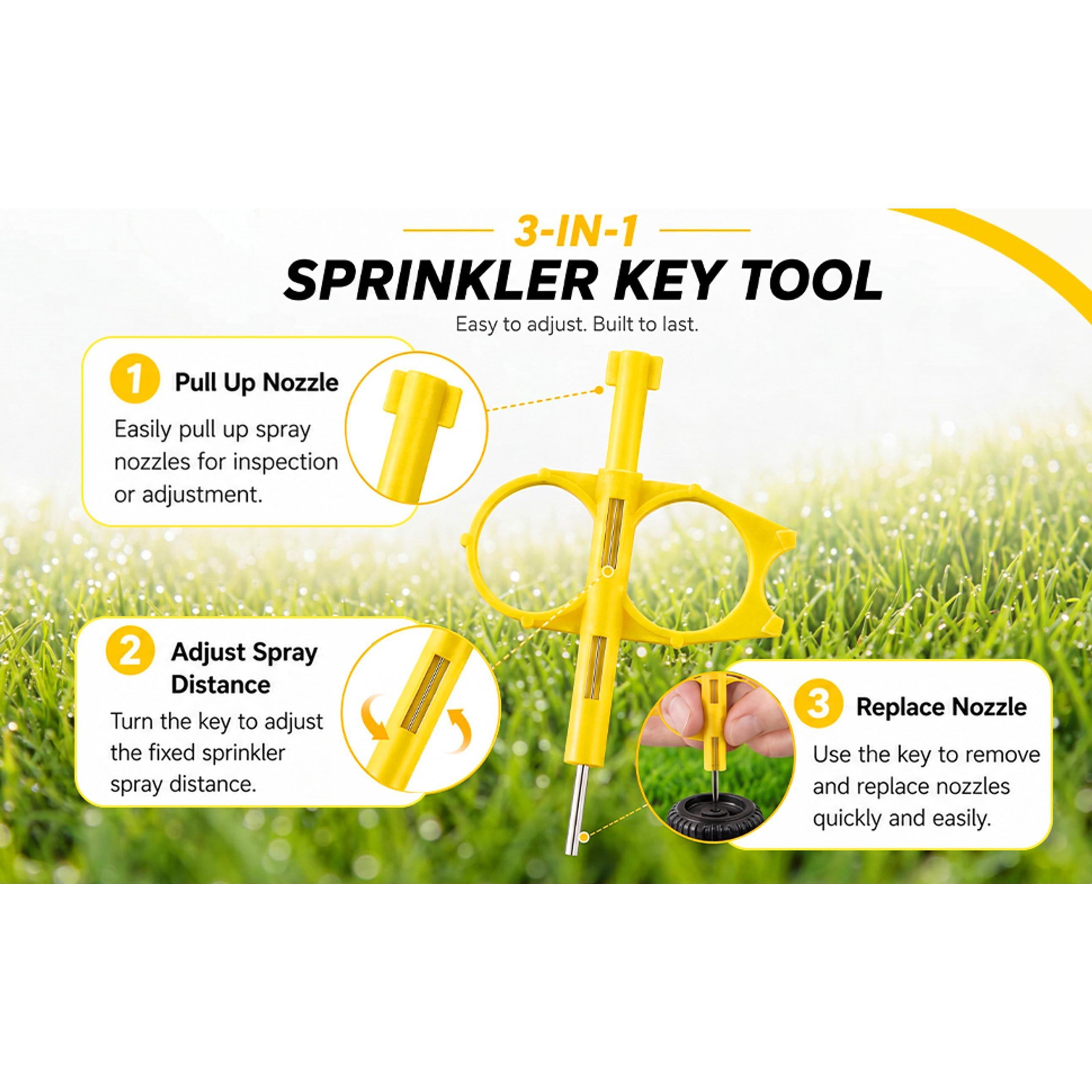 Sprinkler Tool Pack for Irrigation Repair, Compatible with Hunter MP Rotator, PGP, Rain Bird 5000 Series, Rotor Adjustment and Spray Head Pull Up Tools, Lawn Sprinkler Maintenance for Garden