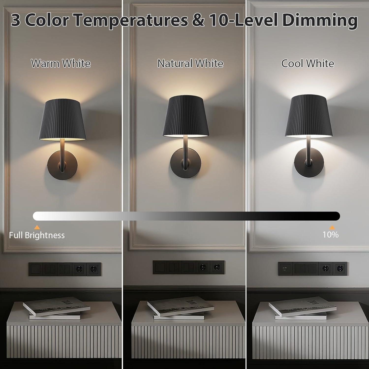 Modern Wireless Wall Light with Remote Control, Rechargeable Lithium Battery, 3 Color Modes, Matte Surface, Indoor Wall Lighting, Home Decor Light