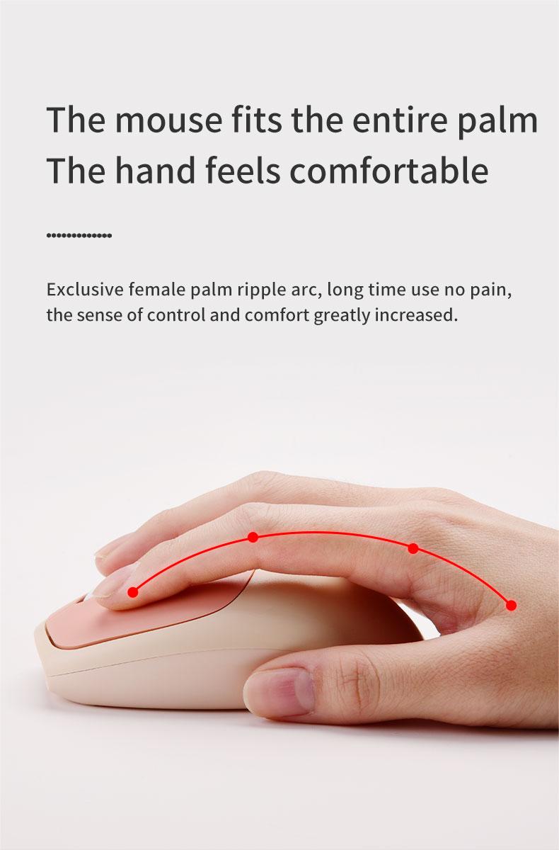 MOFii 1 Set Wireless Keyboard and Mouse Combo, Silent for Girls Office, Milk Tea Color Round Keycaps, Universal for Laptop/Desktop, US Qwerty (Batteries Not Included)