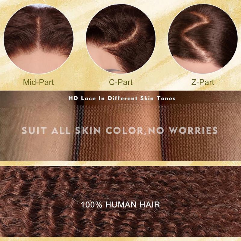 Bling Hair Deep Wave Chocolate Brown Colored 13x4/13x6 HD Transparent Lace Wigs Human Hair 180% Density for Women Pre Plucked with Natural Hairline