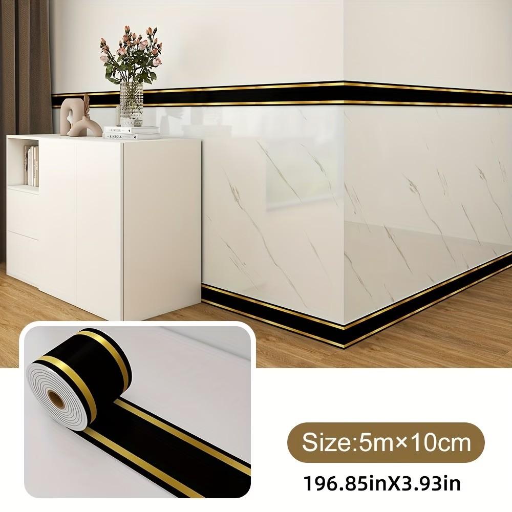 1 Roll 196.85 Inch Long × 10cm Wide, Thickened Marble Self-adhesive Wallpaper, DIY Removable, Suitable for TV Background Wall, Door Fracture Frames, Decorative Stickers, Living Room Corners, Ceiling Corners, Kitchen Corners