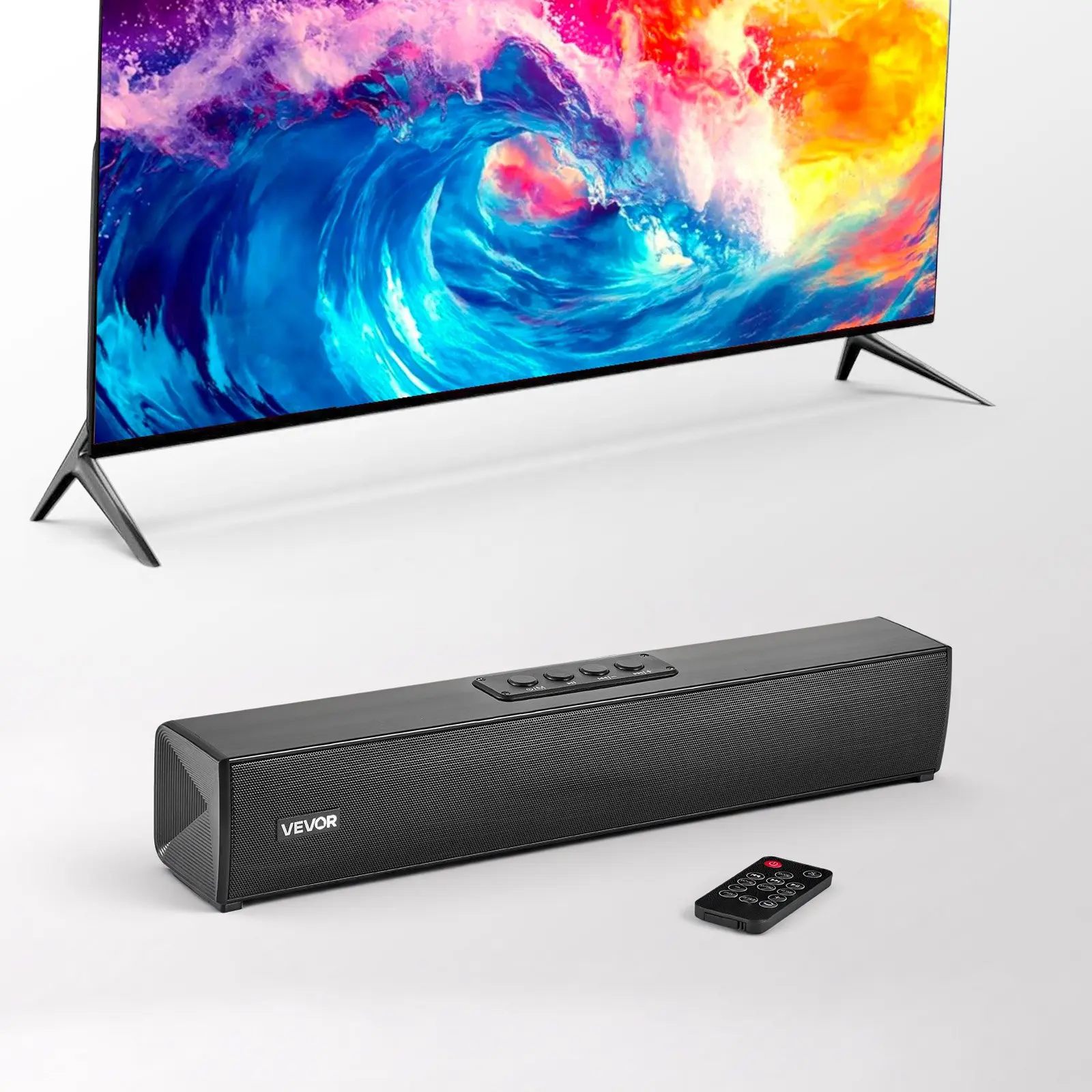 VEVOR 2.0 Channel Wireless Sound Bar for Smart TV, 17-Inch Compact Speaker, 80W Surround Sound, Bluetooth/AUX Connection, Remote Control, Easy Setup for PC Home Theater Audio