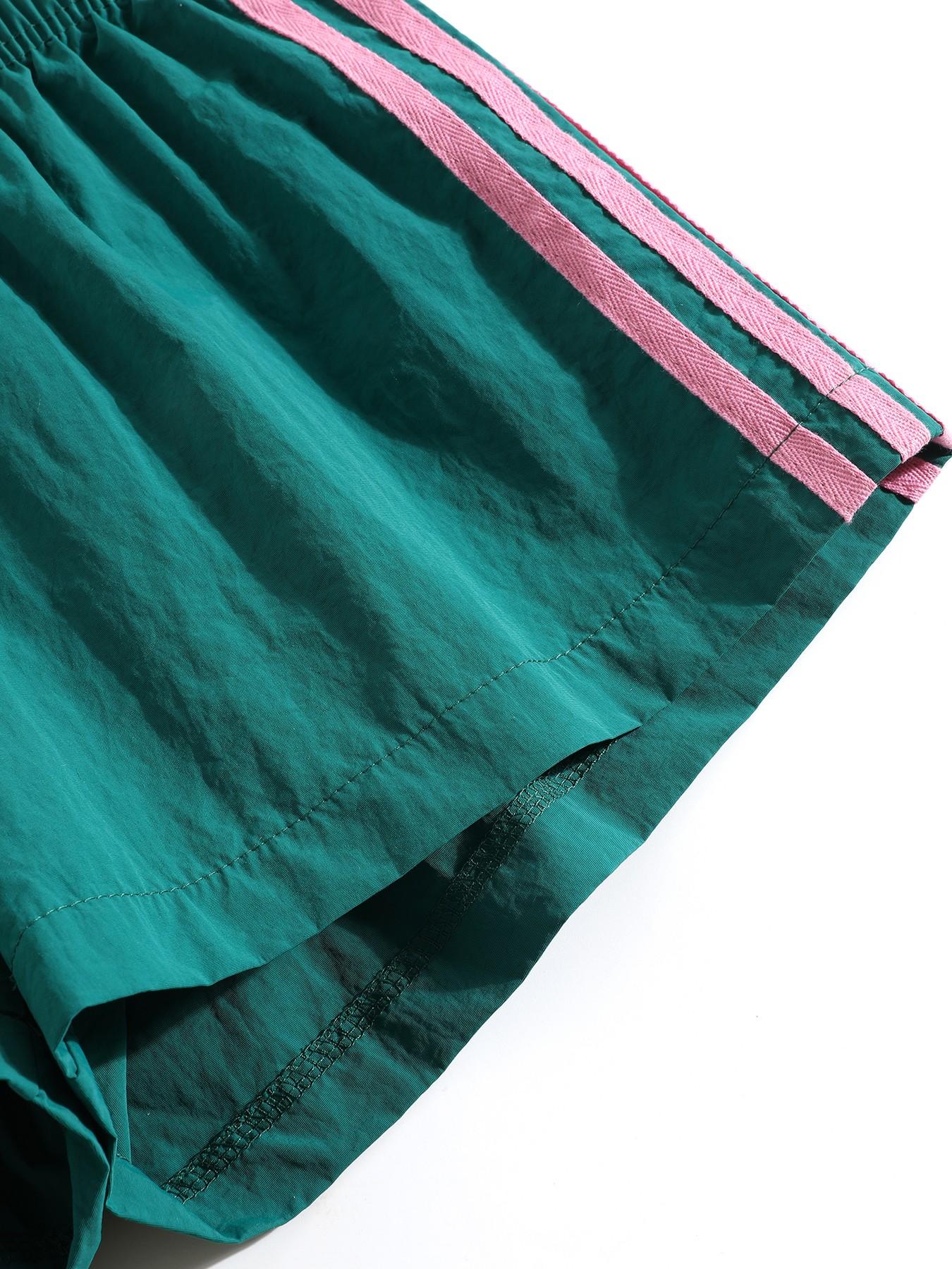 4-Pack Lightweight Quick-Dry Breathable Gym Shorts, Striped Drawstring Shorts, Women's Summer Retro Casual Loose Fit Elastic Waist